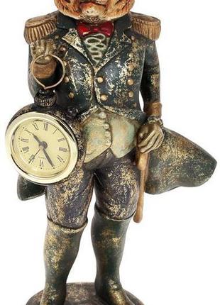 Фігурка декоративна "тигр із годинниками" 26.6 см, полістоун, зелений із золотом
