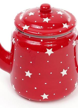 Чайник заварочный "звезды на красном" 1100мл, керамический