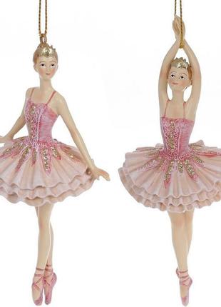 Набір 6 підвісних статуеток "балерина" 14.5 см, полістоун, рожевий