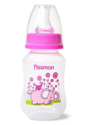 Пляшечка дитяча для годування fissman babies "рожеве слоненя" 125 мл