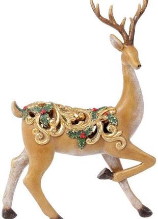 Декоративная статуэтка "грациозный олень" 36.5см, полистоун с золотым орнаментом