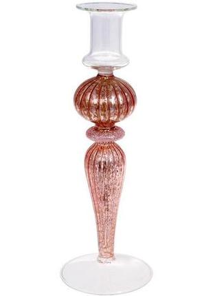 Підсвічник скляний candlestick 8.5х25см, рожевий