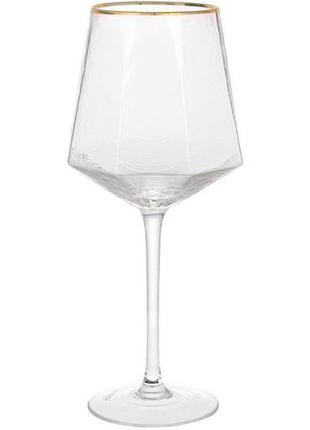 Набор 4 фужера monaco ice бокалы для вина 570мл, стекло с золотым кантом