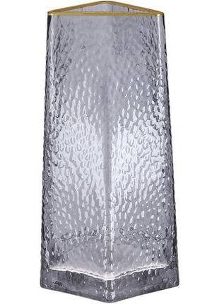 Ваза скляна ancient glass "elegant" ø 13x22 см, димчасте сіре скло
