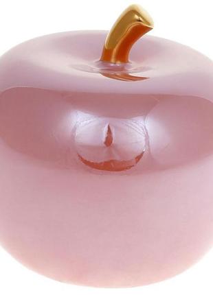 Порцелянова фігурка "яблуко" 12х12х12см, рожевий перламутр із золотом