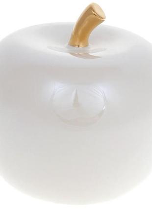 Порцелянова фігурка "яблуко" 12х12х12см, білий перламутр із золотом