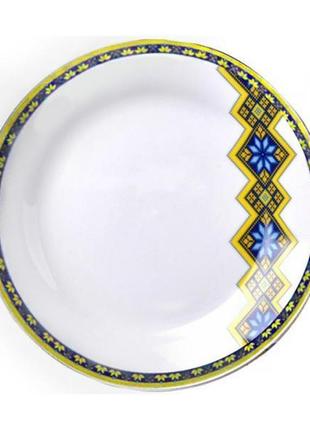 Набір 6 дрібних тарілок "вишиванка жовто-блакитний ромб" ø20.5 см