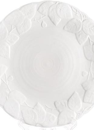 Набір 2 обідні тарілки "white city листя" ø 26 см, біла порцеляна
