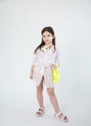 Дитяча туніка халат з малюнком серця біла легка накидка для дівчинки