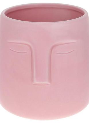 Ваза керамическая "illusion лицо" 14х14х14см, матовый розовый