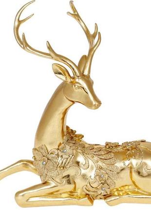 Декоративна статуетка "олень у мереживі" 37.5х36 см, полістоун, золото