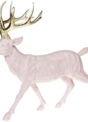 Фігура декоративна «олень із золотими рогами» 39х18х39см, рожевий