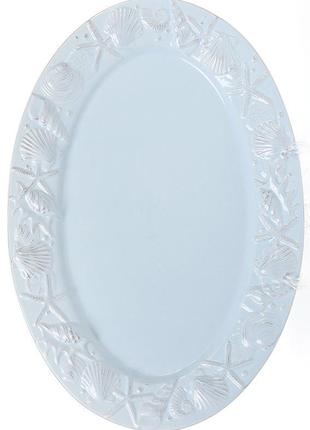 Блюдо керамічне "морський бриз" 34.4х24 см, блакитна кераміка, овальне