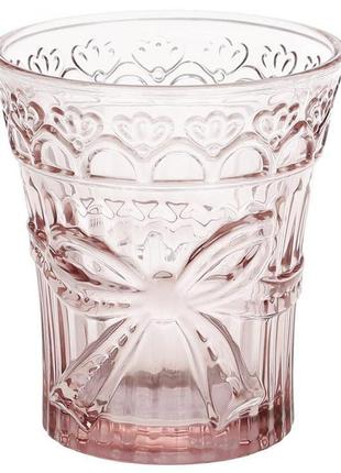 Набір 6 склянок "бант" 260 мл, рожеве скло