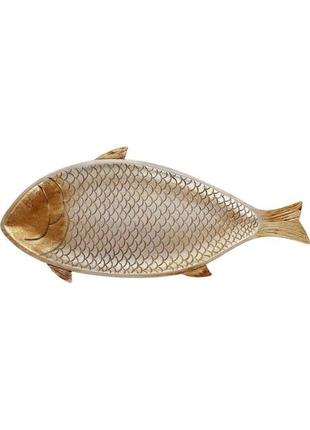 Декоративна страва "рибка" 38.5х17х2см, полістоун, золото