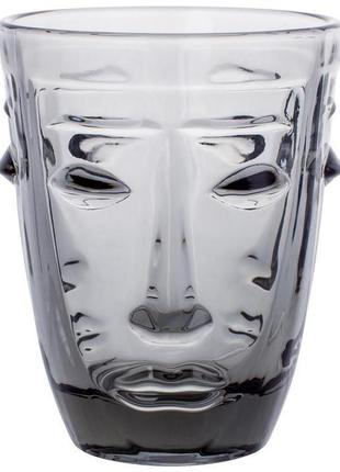 Набір 6 скляних склянок ariadne "face grey" 250 мл, сіре скло