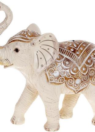 Декоративная статуэтка "слон" 24х9х23см, полистоун, кремовый