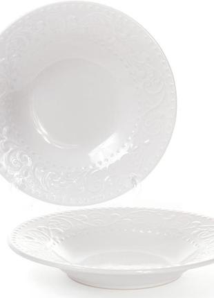 Набор 6 суповых тарелок leeds ceramics ø23см, каменная керамика (белые)