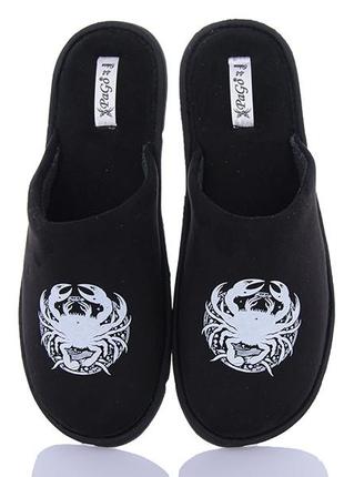 Тапочки мужские черние знак зодиака подарок мужские закрытый носок рак 2106-2207 все знаки