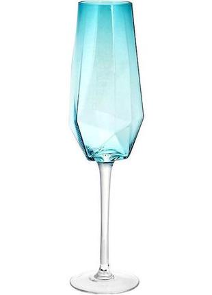 Набір 4 фужери monaco келихи для шампанського 370 мл, скло блакитного льоду