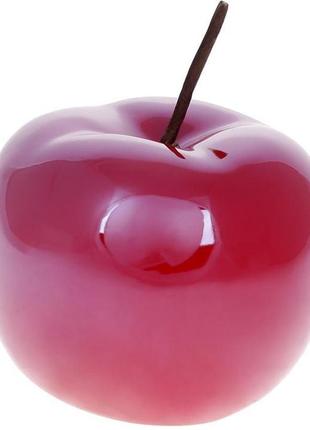 Набор 4 декоративных керамических яблок 12.5х12.5х10.5см, темно-красный перламутр