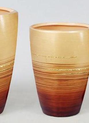 Набор 3 вазы gold motifs brown 17.5см, 15см и 12см