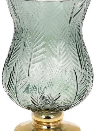 Ваза декоративная ancient glass розалин 14х15х25см, зеленое стекло