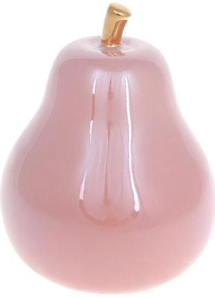Порцелянова фігурка "груша" 12х12х15 см, рожевий перламутр із золотом