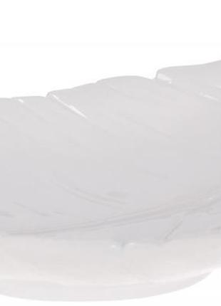 Блюдо керамічне bergamo "перо" 21х12х8 см, білий