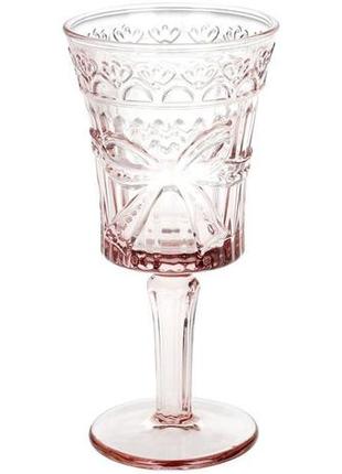 Набор 6 бокалов для вина "бант" 260мл, розовое стекло