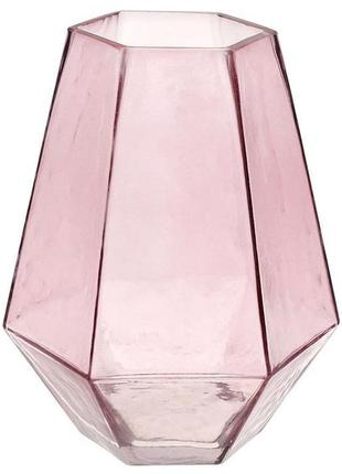 Ваза декоративна ancient glass "вінченцо" 21х17 см, скло, рожевий