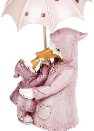 Декоративная статуэтка "утка с утенком" 7.5х6.5х14см, полистоун, розовый
