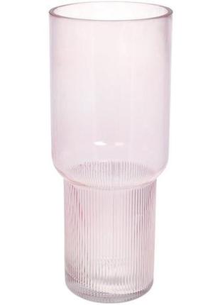 Ваза декоративна ancient glass "фуджі" 32х13 см, скло, світло-рожевий