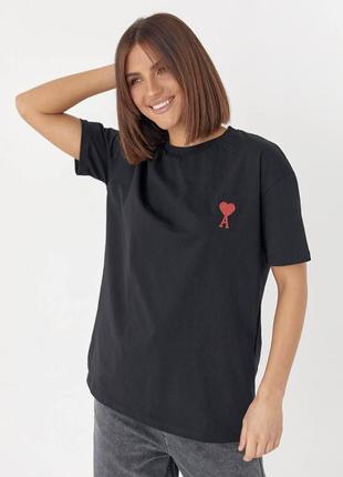 Женская футболка ami черного цвета2 фото