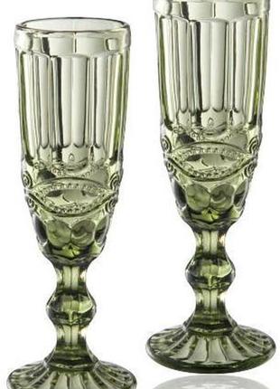 Набор 6 бокалов для шампанского elodia винтаж 180мл, изумрудное стекло