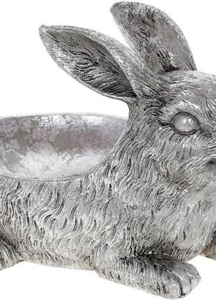 Подставка для украшений "кролик" 22х15х14см, полистоун, серебро