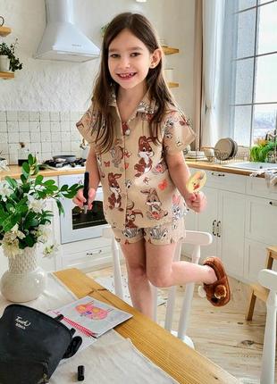 Муслиновая детская пижама свободного кроя гипоалергенная легкая пижама для девочки