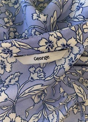 Голуба блузка в квітковий принт 24 розміру