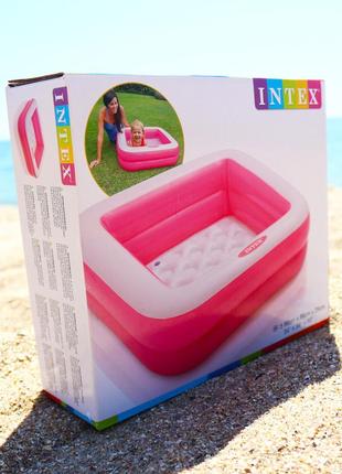 Надувной бассейн intex розовый 85х85х23см 60л. для отдыха на пляже 57100