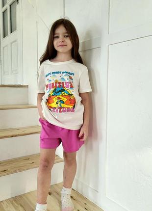 Детская хлопковая пижама с короткими рукавами и шортамы primark трикотажная пижама для девочки на каждый день