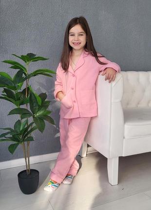 Дитяча піжама тепла сорочка та штани барбі barbie фланелева піжама для дівчинки рожева