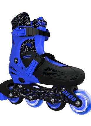 Роликові ковзани neon inline skates синій (розмір 34-38)