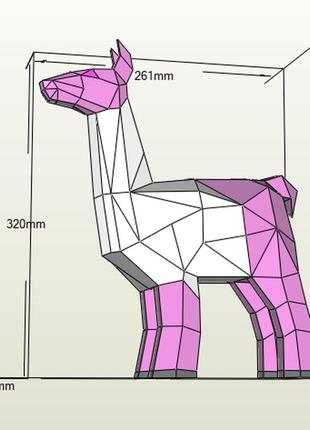 Paperkhan конструктор із картону 3d фігура ламу коза верблюд паперкрафт papercraft набір іграшка