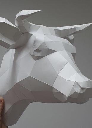 Paperkhan сборная модель фигура пазл бык голова пазл papercraft полигональная фигура развивающий набор