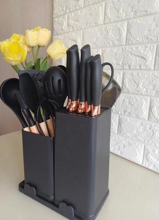 Набір для кухні 19 предметів набором ножів чорний