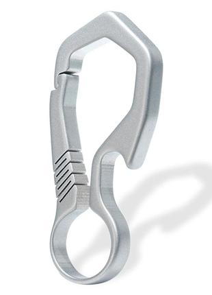 Титановый карабин titanium t12c, брелок-открывашка для ключей. открывалка для бутылок. брелок-карабин