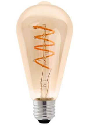 Лампочка delux st64 5вт e27 2200к amber spiral_filament (90018153)