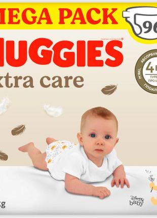 Підгузки huggies extra care size розмір 3 (6-10 кг) 96 шт (5029053577944)