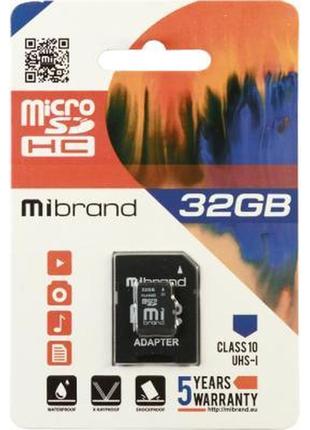 Картка пам'яті mibrand 32gb microsdhc class 10 uhs-i (micdhu1/32gb-a)