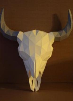 Paperkhan конструктор із картону череп буйвол бик оригамі papercraft 3d фігура розвивальний набір антистрес